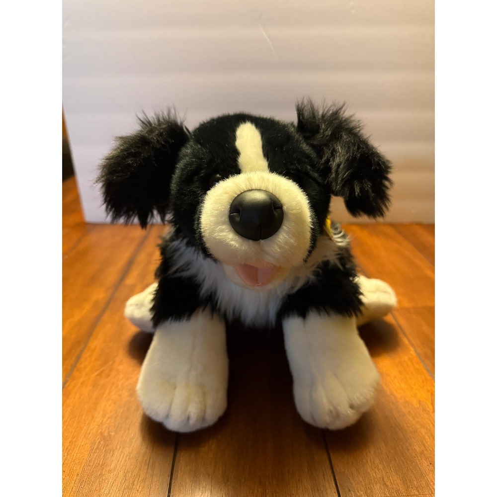 Build-A-Bear Border Collie Plush Dog with Yellow Dog Tag – Retired